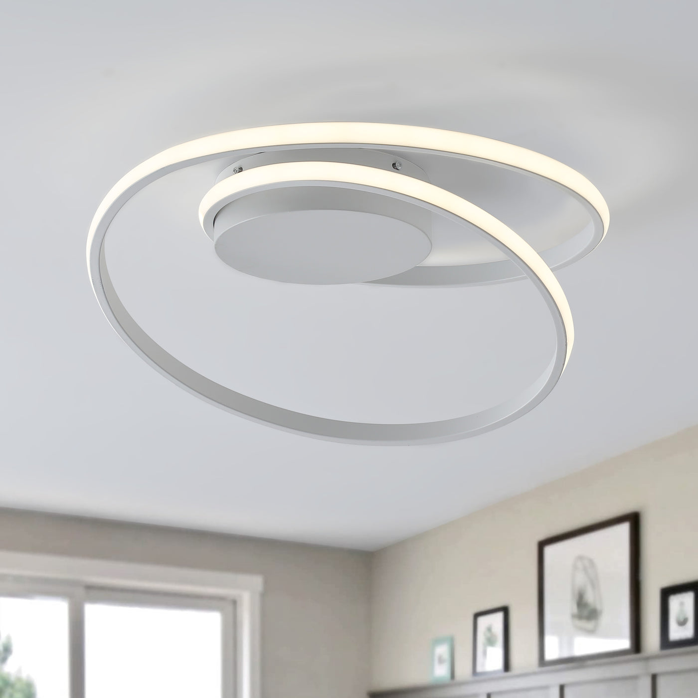 1-Light Modern Linear LED Semi-Flush Mount Lighting