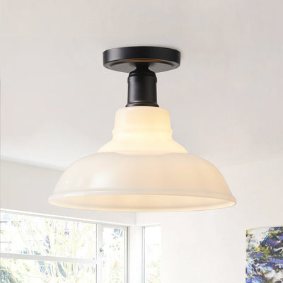 1-Light Glass Classic Design Semi-Flush Mount Lighting