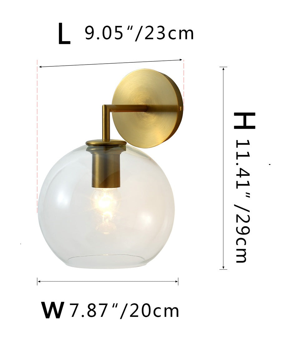 1-Light Glass Ball Shade Design Wall Sconces