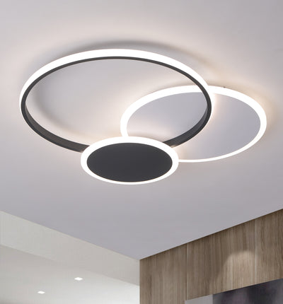 3-Lights Unique Acrylic Circle LED Flush Mount Lighting
