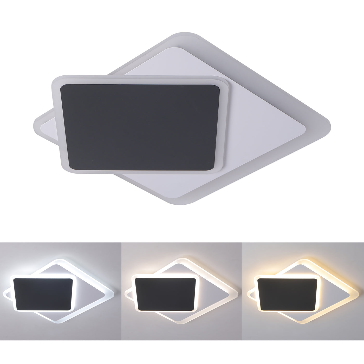 2-Lights Acrylic Square Minimalist LED Flush Mount Lighting