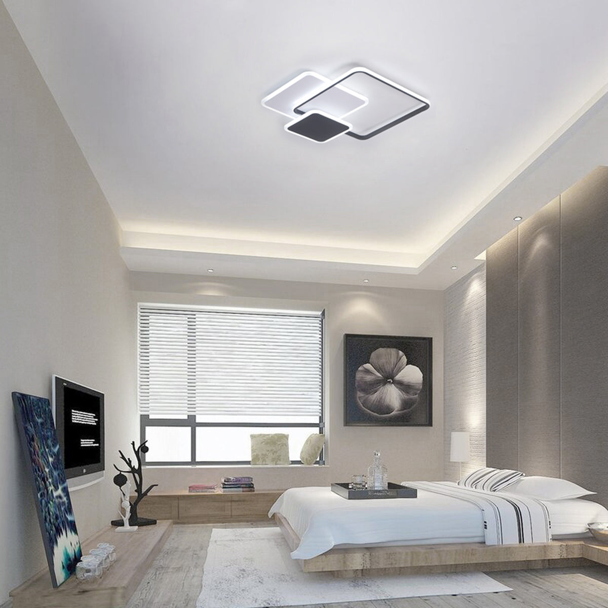 3-Lights Unique Square Shape LED Flush Mount Lighting