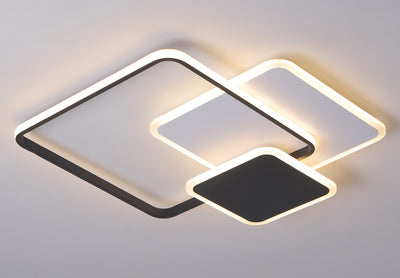 3-Lights Unique Square Shape LED Flush Mount Lighting