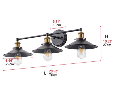 3-Lights Vintage Style Dimmable Vanity Lighting