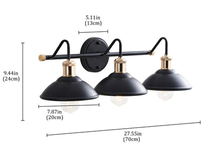 3-Lights Minimalist Hourglass Shade Design Vanity Lighting
