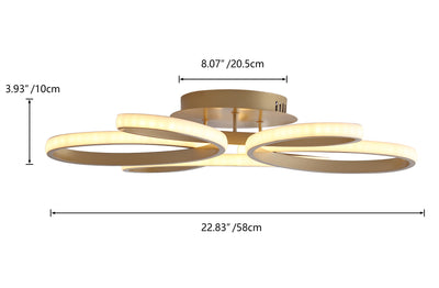1-Light Modern LED Semi-flush Mount Ceiling Light