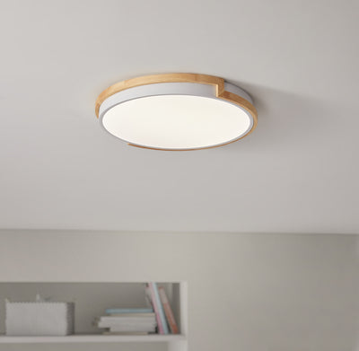 1-Light Imitation Wood Acrylic Creative LED Flush Mount Lighting