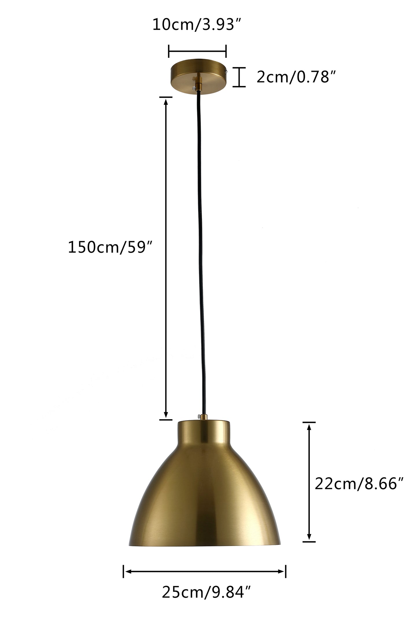 1-Light Single Gold Dome Pendant Lighting