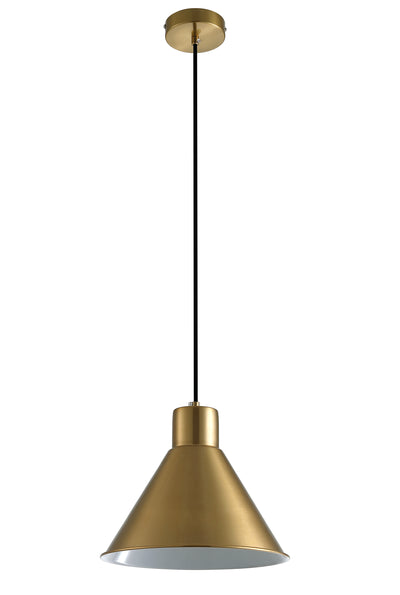 1-Light Gold Trumpet-Shaped Pendant Lighting