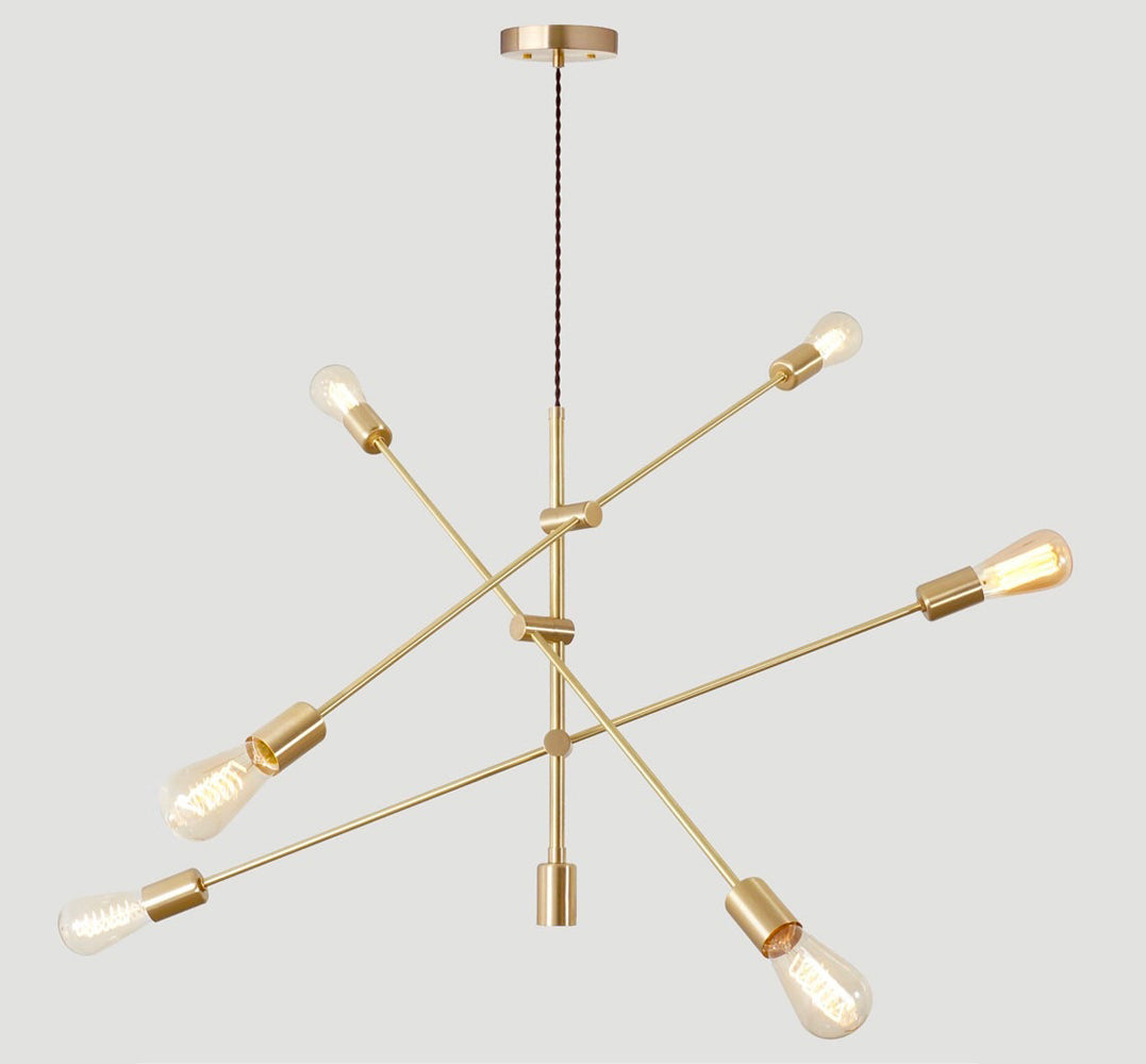 6-Lights Dimmable Sputnik Modern Linear Chandelier