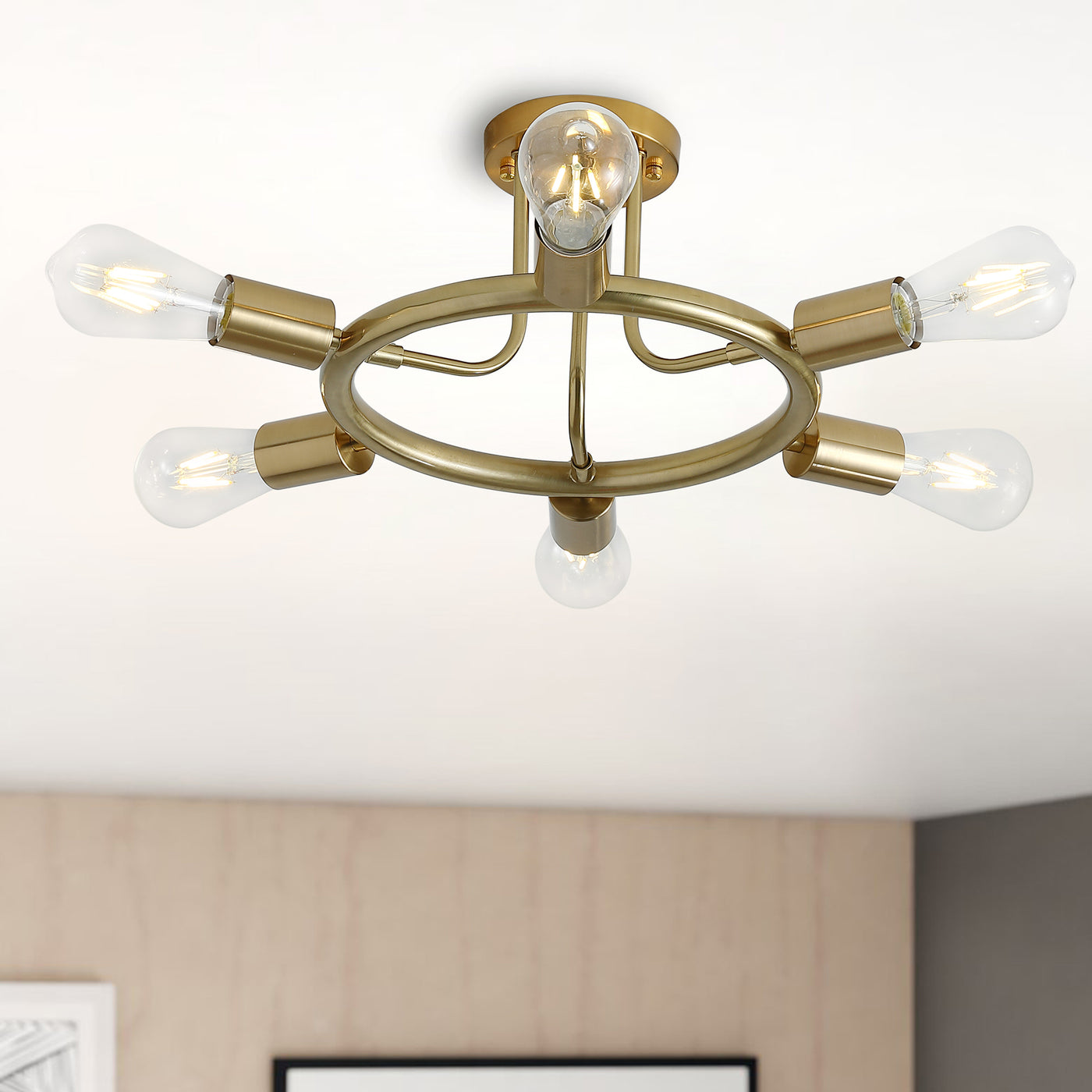 6-Lights Round Shape Semi-Flush Mount Lighting