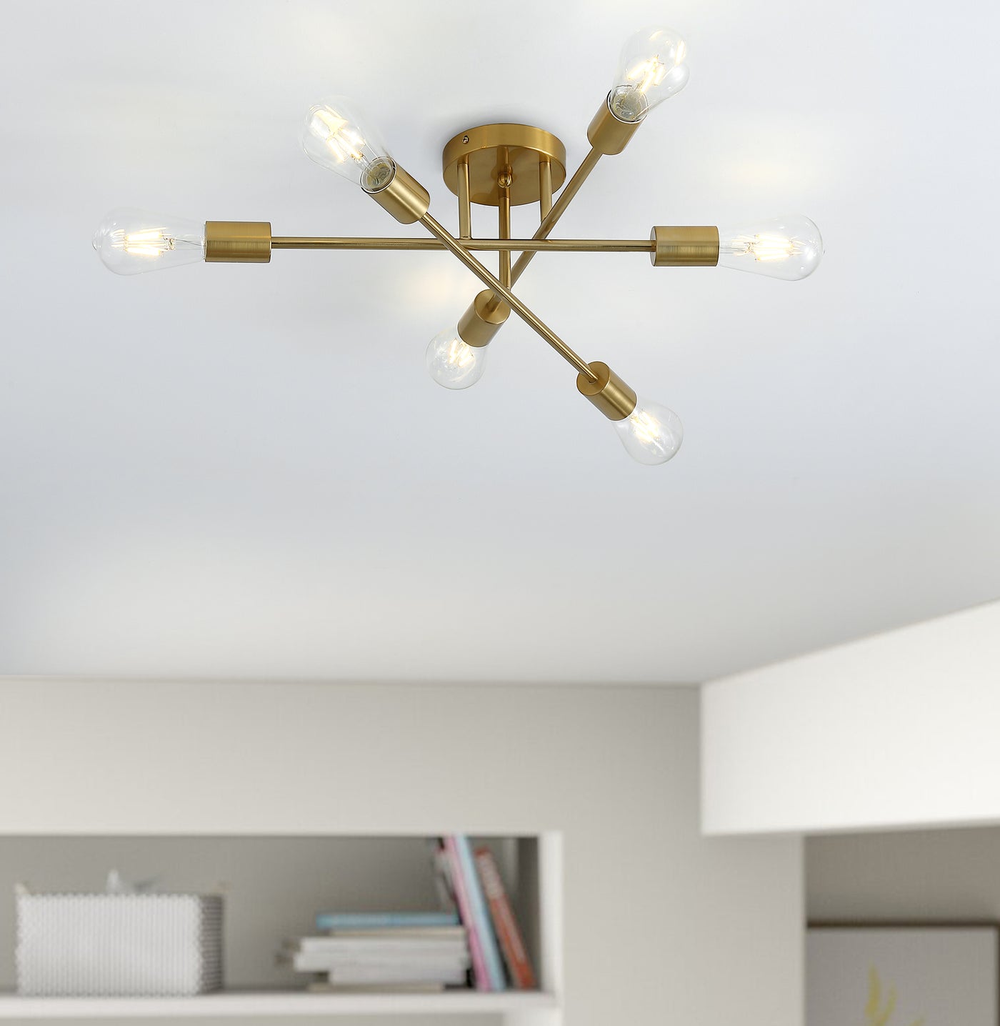 6-Lights Geometric Shape Semi-Flush Mount Lighting