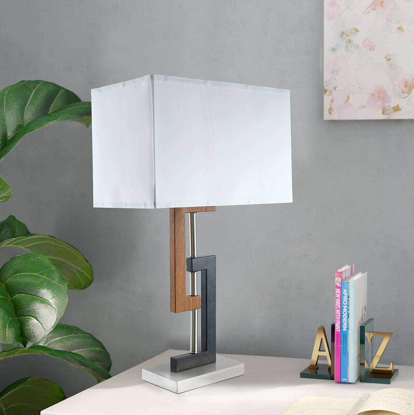 1-Light Square Creative Design Table Lamp