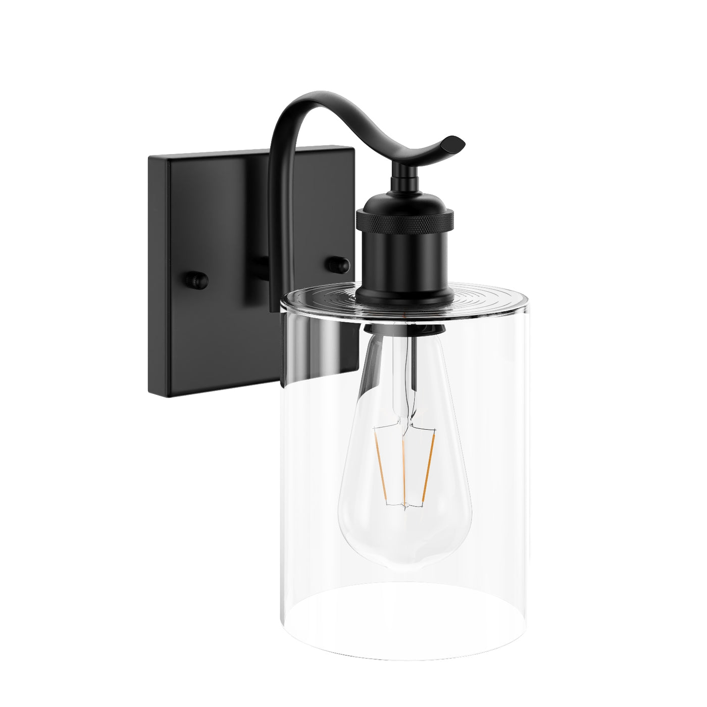 1-Light Modern Cylinder Clear Glass Wall Sconces