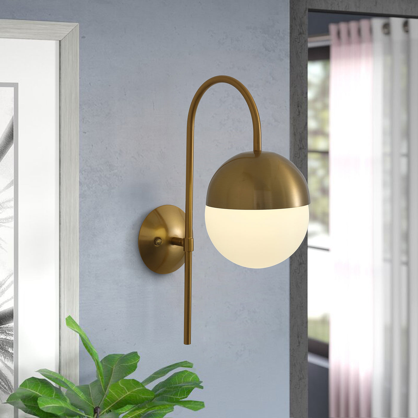 1-Light Oval Glass Shade Wall Lamp
