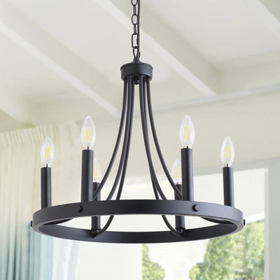 6-Lights Round Candle Shade Dimmable Chandelier