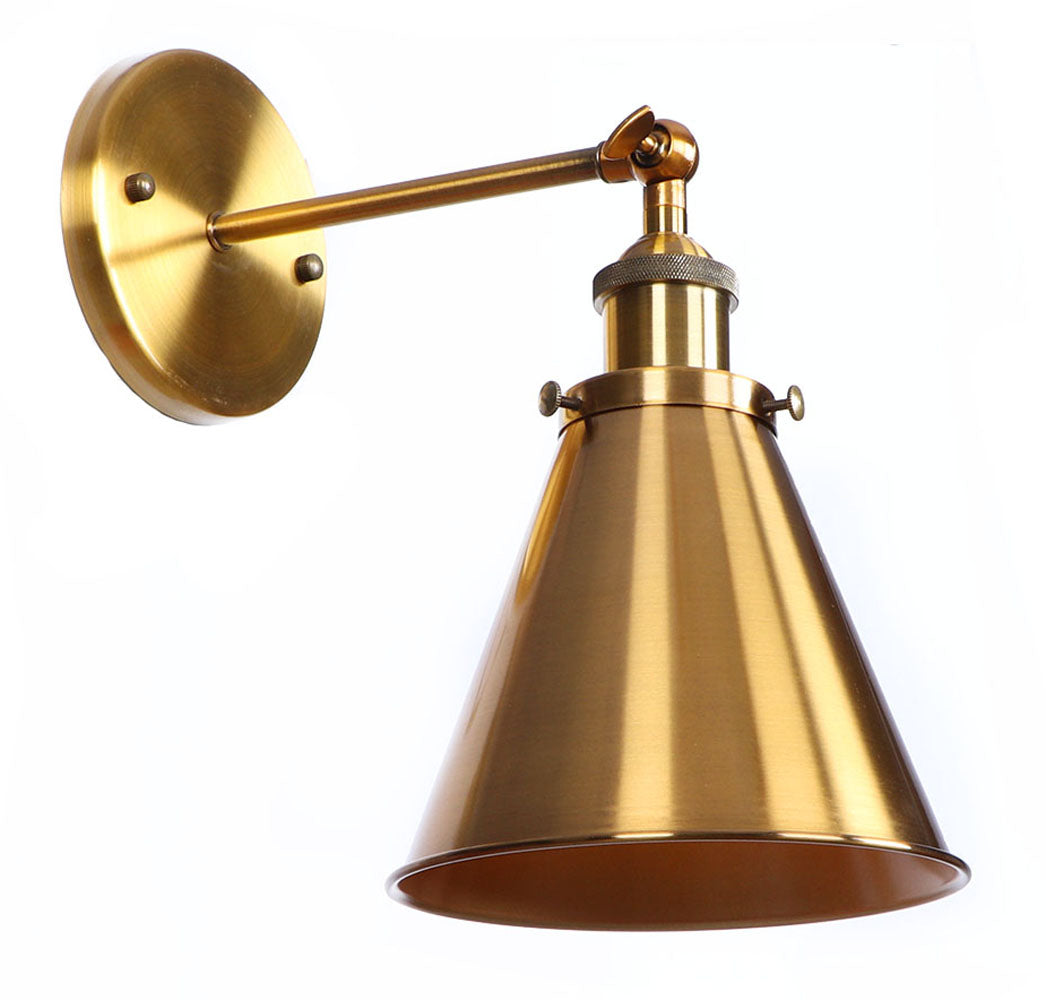 1-Light Gold Metal Cone Shade Wall Sconces