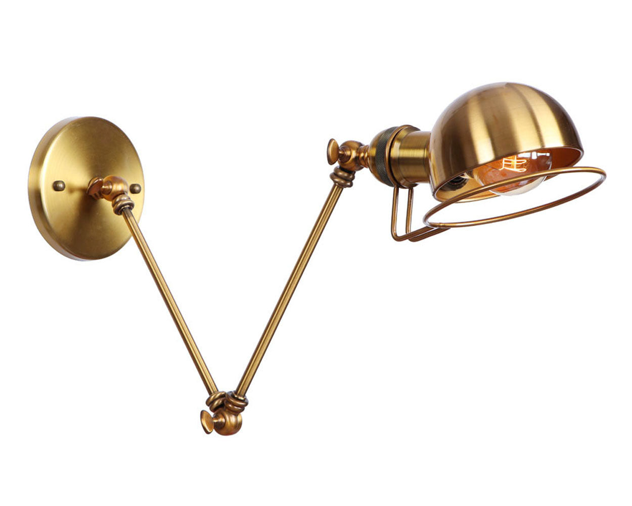 1-Light Round Shade Industrial Swing Arm Wall Sconces