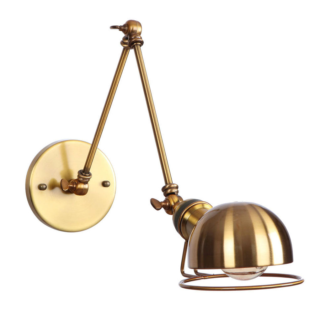 1-Light Round Shade Industrial Swing Arm Wall Sconces