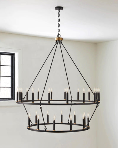 28-Lights Candle Wagon Wheel Design Chandelier