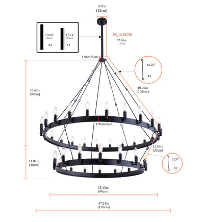 40-Lights Candle Wheel Chandelier