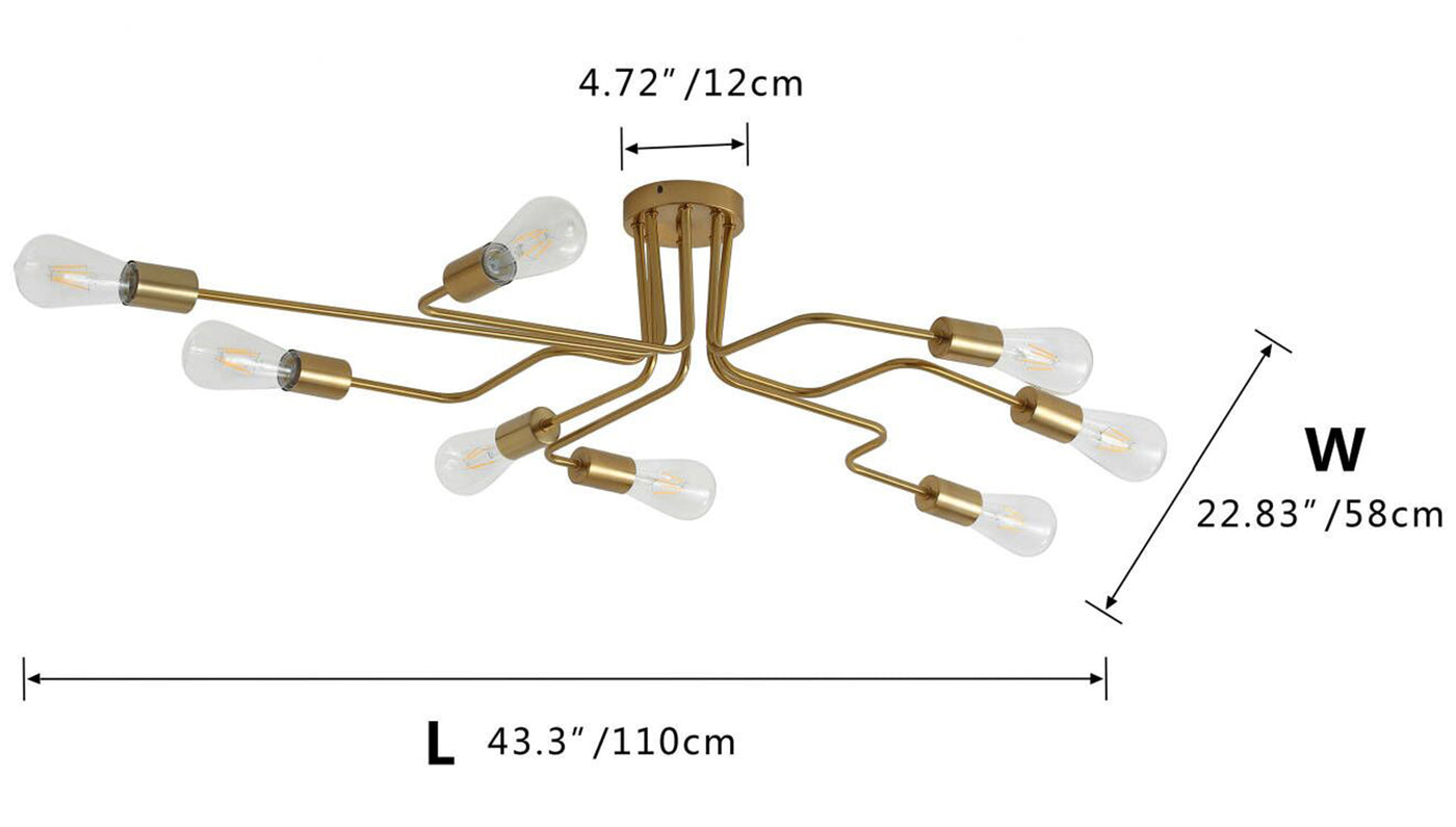 8-Lights Sputnik Semi-Flush Mount Lighting